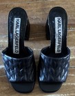 KARL LAGERFELD PARIS SHEENA WOVEN LEATHER BLOCK HEEL MULES IN BLACK US 6 EU 36 — photo 1