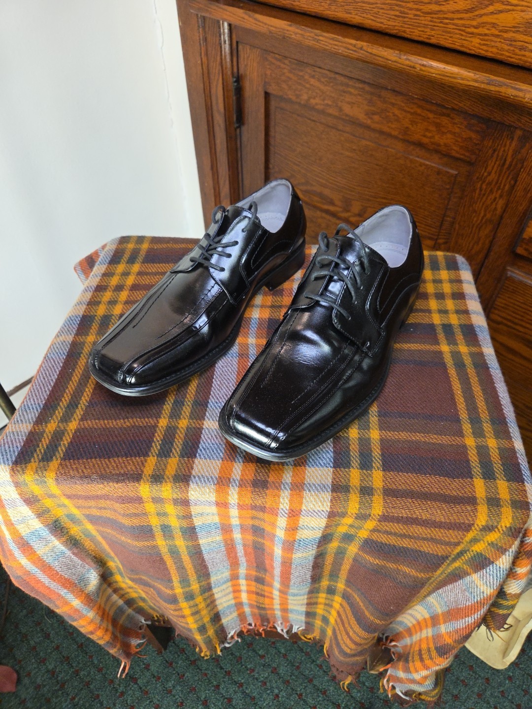 SAOLA Scarpe eleganti derby uomo Stacy Adams nere in pelle stringate taglia 10 M