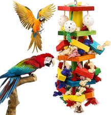 Bird Toys for Parrots, Parakeet Toys Natural Woode Parrot Toy for Large Medium P