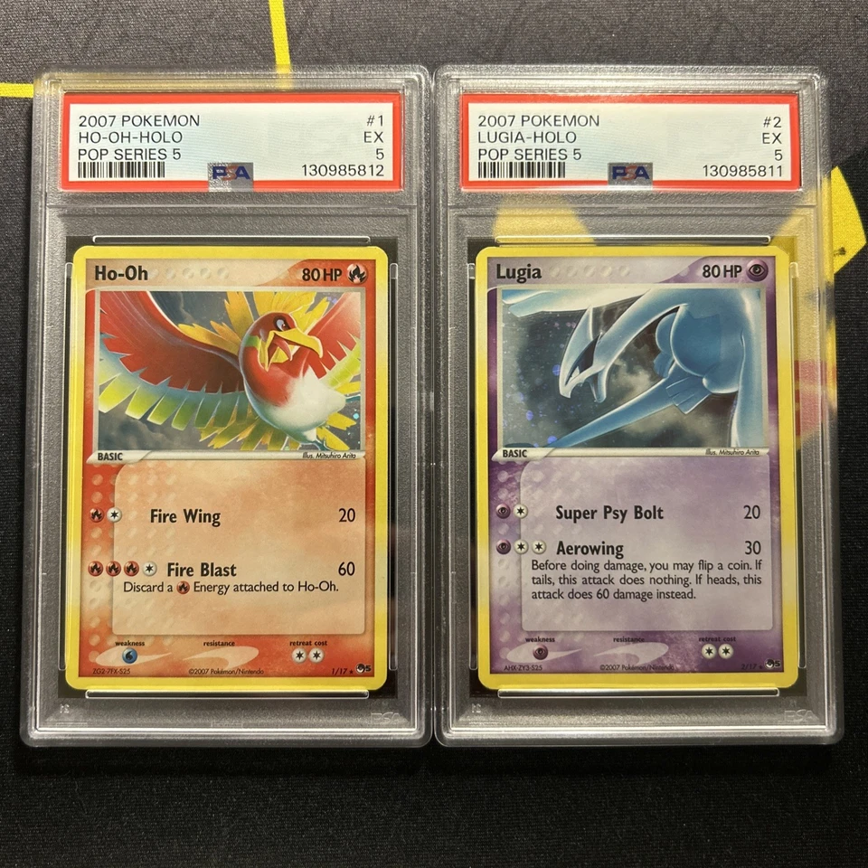 PSA 5 Ho-Oh 1/17 & Lugia 2/17 -Graded Pokemon Cards- Pop Series 5 HOLO BLEED - Image 2 of 4