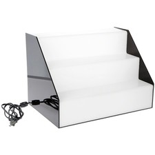 Plymor Black/White Acrylic 3-Step Stairs Backlit 12.5"H x 18.25"D x 12.5"W