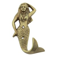Haken - Meerjungfrau Wandhaken Aus Messing Antik 7 X 14 Cm Sea-Club