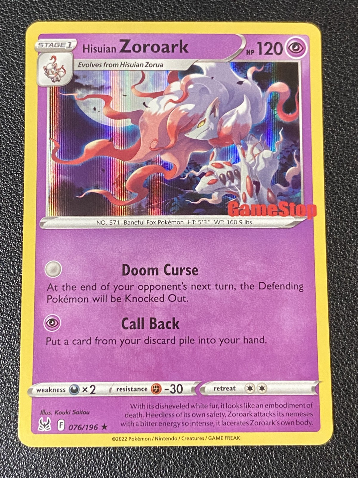 Hisuian Zoroark - (Gamestop Exclusive) 076/196 Miscellaneous Cards & Products...