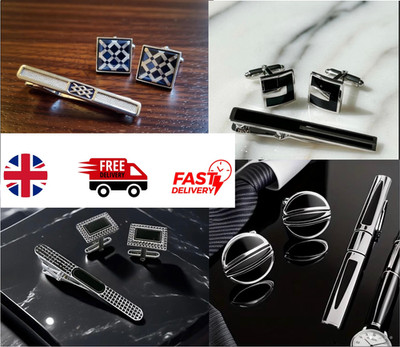 3pcs Tie Clip and Cufflink Set, Perfect for Business Men, Cool & fashionable