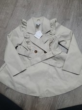 New Girls TAHARI SPRING RUFFLE JACKET Trench Water-resistant 4-5 110cm
