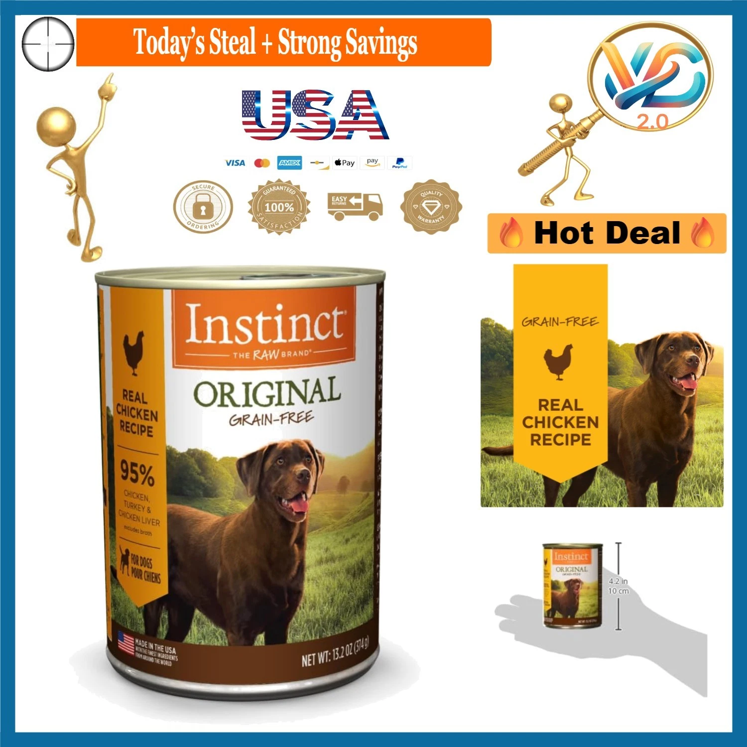 Grain-Free Chicken Canned Dog Food 6-Pack High Protein Adult Raw Inspired