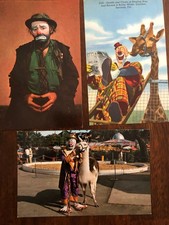 Vintage CIRCUS - 3 Postcards - 1940s, 1970s - Lou Jacobs, Emmett Kelly - Unused