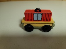 Wooden Railway Cargo Train car with Red Cargo Good Condition