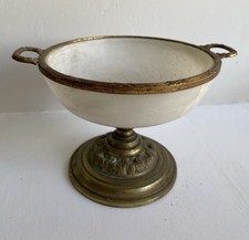 Antique Alabaster Petite Compote With Gilt Base. Early 20th Century