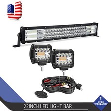 22 Inch 306w Triple Row Led Light Bar 2x 4 Inch Cube Pods For Offroad Use 22 Inch 306w Triple Row Led Light Bar 2x 4 Inch Cube Pods For Offroad Use