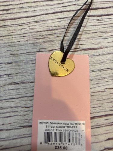 Portafoglio Juicy Couture Rosa Limonata Prendi il Piombo Specchio Interno Mezza Luna Zip - Foto 8 di 9