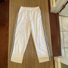Tek Gear Vintage Y2K Pants Med White Athletic Stripe Pockets Zip Bottom/Gusset