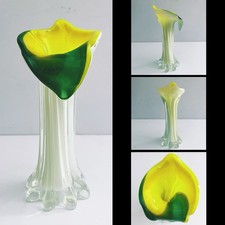 "Florero trompeta vintage de vidrio soplado a mano Jack en el púlpito estilo Murano 8"""