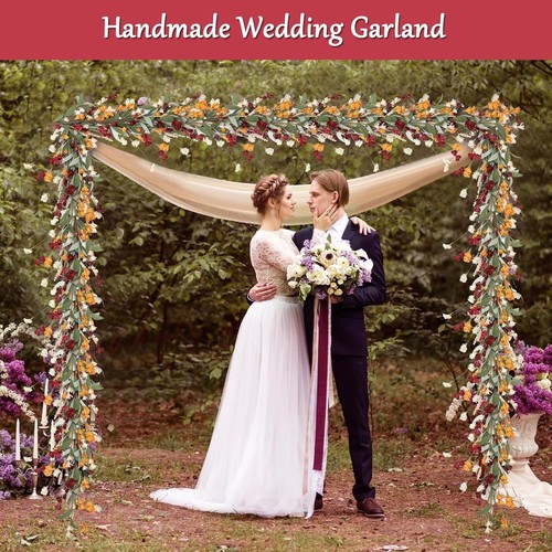 Handcrafted 6FT Fall Garland - Autumn Aesthetic for Weddings & Home Decor - Picture 6 of 9