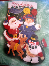 Bucilla Felt Christmas Stocking Kit, CELEBRATION,Santa,Frosty,Reindeer,84188,18"