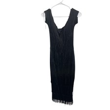 Shein BAE Womens Black Fringe Sleeveless Dress US M 6 EU 38