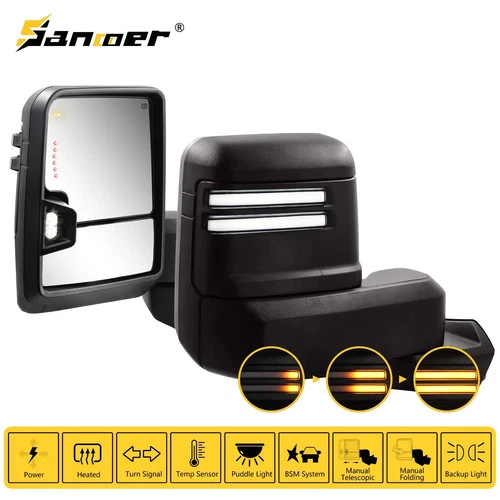 Smoked Towing Mirrors Switchback Heated BSM for 2019-2025 Chevy Silverado 1500