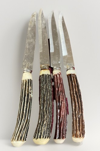 Stag Style Steak Knives Stainless Japan Set of 4 Vintage #7 - Picture 2 of 6