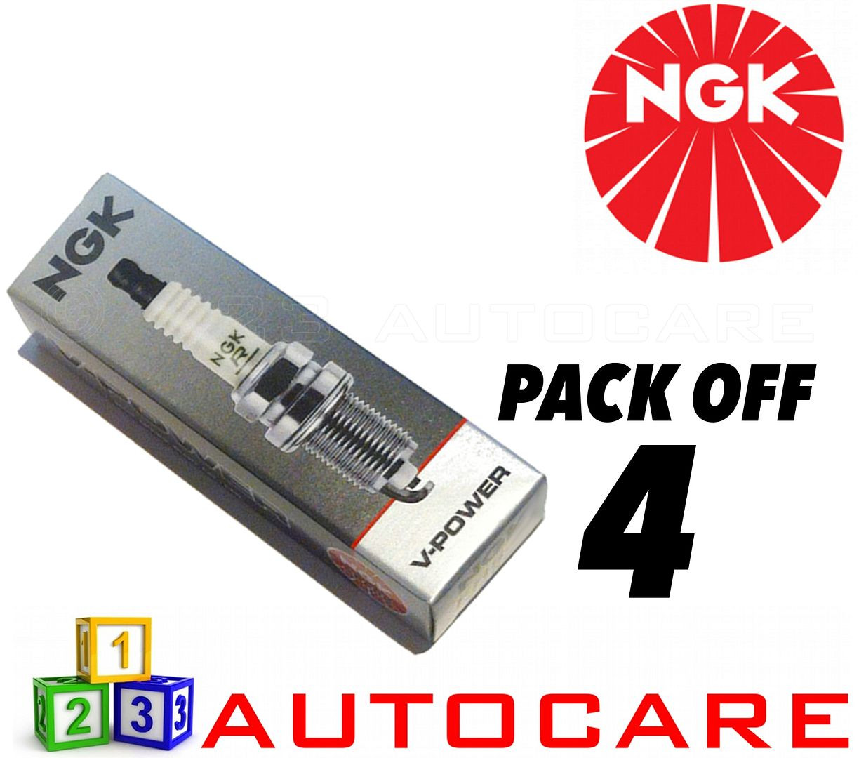 NGK V-Power Range Spark Plug set - 4 Pack - Part Number: FR5-1 No. 7252 4pk