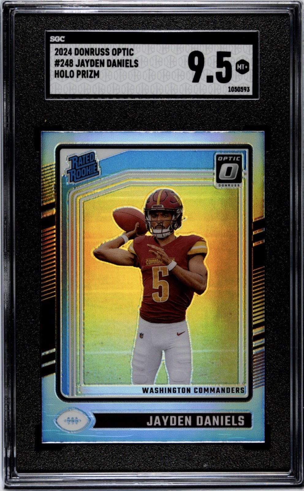 Jayden Daniels 2024 Donruss Optic Holo Prizm #248 RC Rookie SGC 9.5