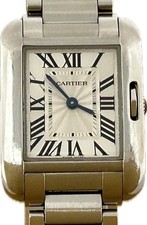 Cartier Tank Anglaise W5310022 3485 Silver Quartz Womens Watch Excellent A5349 3