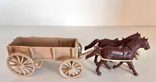 MARX BATTLE of LITTLE BIG HORN- TAN SP WAGON W/HORSES- VERY GOOD - HTF MUST SEE