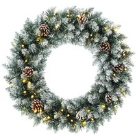Weihnachtskranz 60 Cm Beleuchtet TüRkranz Mit 50 Leds Zapfen Kunstschnee