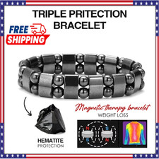 Magnetic Hematite Healing Stretchable Bracelet 2 Line Hematite Therapy Bracelet