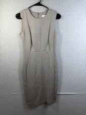 Calvin Klein Dress Womens 4 Gray Knit Sleeveless Sheath Knee Length Workwear