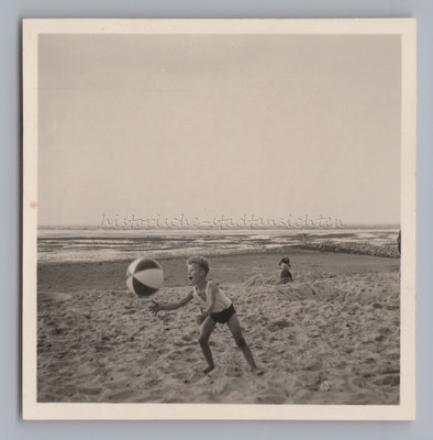 Boy in Running with 'Floating' Ball - Snapshot - Vintage Photo 1950s