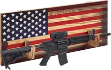 Wall Mount Gun Rack Indoor Rack for 2 Guns Wood Display Storage Shelf with Ameri