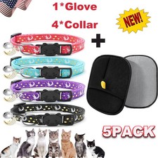 5PACK Reflective Dog Collar Pet Cat Puppy Nylon Collar with Bell Neck Adjustable
