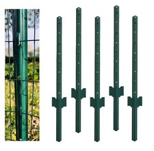 3 stopy zielone opakowanie 5 metalowych słupków ogrodzeniowych do 24-calowego ogrodzenia z drutu spawanego spawanego do ogrodu