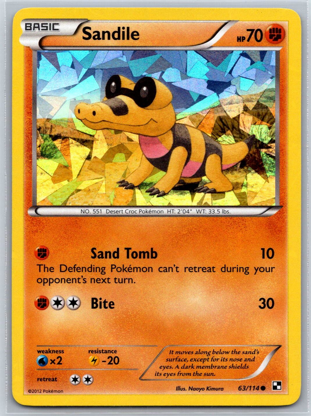Sandile (Cracked Ice Holo) Black & White 63/114 Common Pokemon Card NM