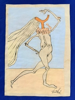 Salvador Dali (Handmade) Drawing on antique paper Signed and Sealed.