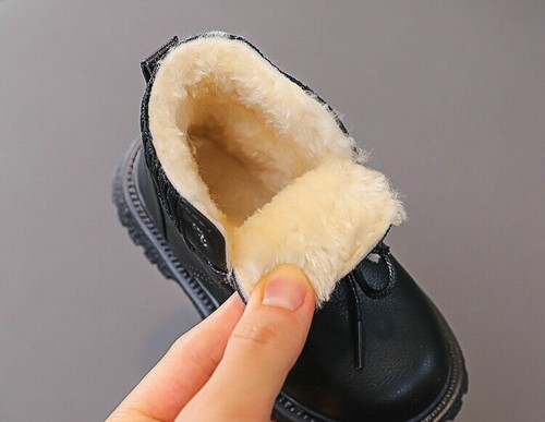 Jungen Mädchen Winter Fell warme Stiefeletten Kleinkind Wandern flach Chelsea Schuhe Größe - Bild 4 von 18