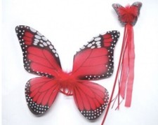 Cutie Collections Red Monarch Children Butterfly Wings and Wand 2pc Set Costu