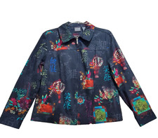 Addition by Chico  s Jacket Women's 1 M Black Asian Art To Wear Boho Whimsygoth