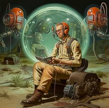 "Astronomy Miner" by Dr. Shrinker Poster Giclee Print 17 x 22