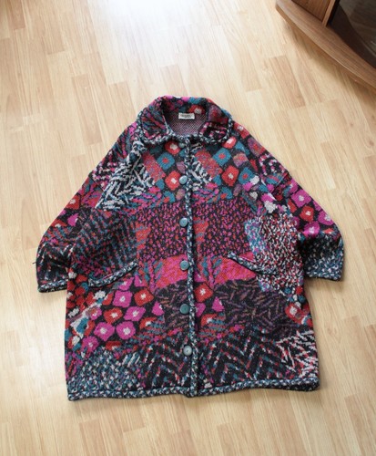 RARE MISSONI Women's Wool  Cardigan Jacket Coat Flowers Size L Multicolor - Picture 1 of 17