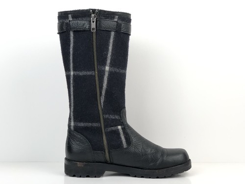 Gentle Soul Women's Warm Thunder Plaid  Black Leather Zip Up Tall Boots Size 6 - Picture 8 of 8