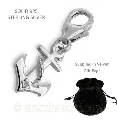 Silber Anker Charm - Massiv 925 Sterling Silber Charm Geschenktüte - TRACKED 24 POST