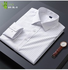 Mens Clothes Shirts Formal Dress Shirts Long Sleeves Business Strips Casual Tops
