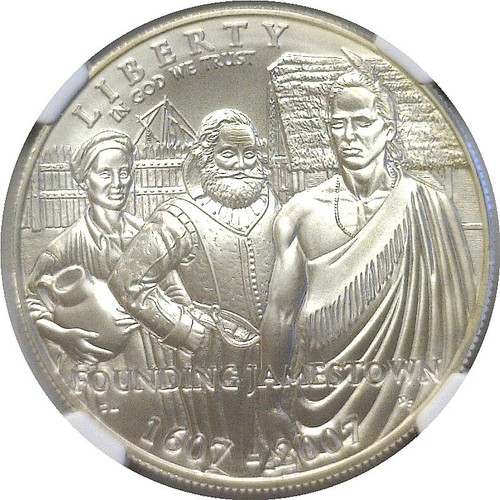 2007 P $1 Jamestown Silver Commemorative Dollar NGC MS 70 - Picture 2 of 3