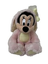 Disney Store 17  Minnie Mouse Pink Yellow Gingham Bow/Tummy Easter Bunny Plush