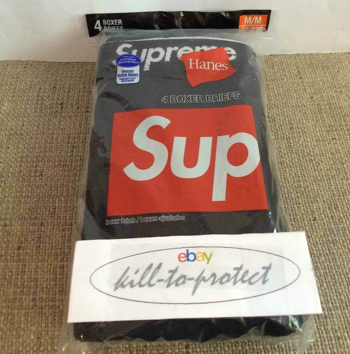 LOGO BOÎTE À SLIPS SUPREME/Hanes Boxer taille S M L XL blanc/noir (paquet de 4) TEE 2016