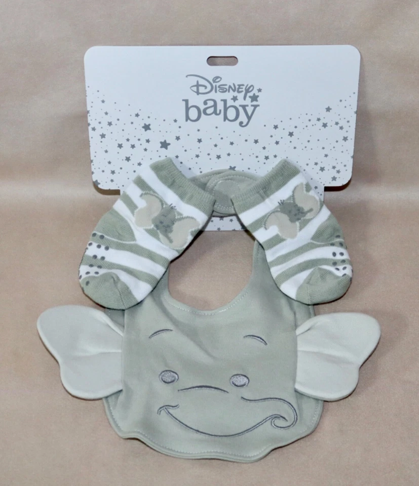Dumbo Babero y Calcetín Set de Regalo ~ 6-12 Meses ~ Disney Bebé Nuevo Foto 2 de 4