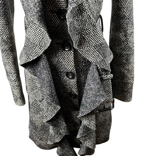 DVF Diane Von Furstenberg MILLITETTE Ruffle Front Wool Blend Size 2 Winter Coat - Picture 4 of 23