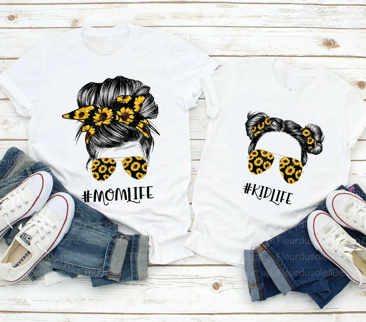 NEW! Sunflower Daisy Mom Life Life Daughter Matching T-shirts | eBay