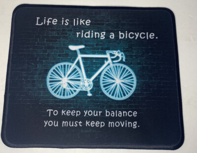 Life Is Like Riding A Bicycle Quote Blue Mouse Pad Mat Mousepad 8.6 X 7.1 in